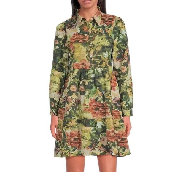$200 Ro's Garden Romy Floral Print Tiered Dress | XS, Green NWT - Picture 2 of 13